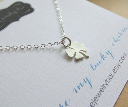 Lucky charmcc necklace, Shamrock, four leaf clover, best wishes gift, good luck gift for friends, co worker gift, you are my lucky charm